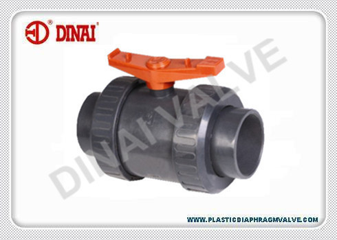 PP / FRPP ซ็อกเก็ตคู่ยูเนี่ยนบอลวาล์ว PN1.0Mpa DIN / ANSI / JIS พลาสติกบอลวาล์ว