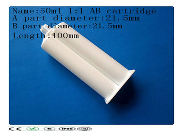 PP 50ml วัสดุ (1: 1) อีพ็อกซี่ dispenising สององค์ประกอบตลับหมึกกาวที่ว่างเปล่า