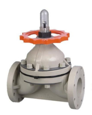 UPVC / PVC ไดอะแฟรมวาล์วหน้าแปลนเชื่อมต่อล้อจับ PN1.0Mpa JIS / DIN / ANSI