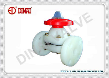 PVDF / PTFE วาล์ว flanged ไดอะแฟรมประเภทฝายแปลนท้าย ANSI # 150, JIS10K มาตรฐาน DIN