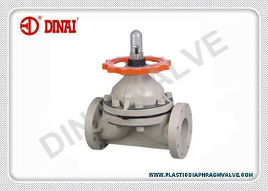 วาล์วไดอะแฟรม PPH, PTFE / EPDM ไดอะแฟรมแปลนท้าย ANSI # 150, JIS 10K.DIN  จับล้อ