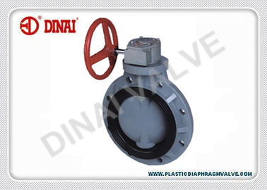 การดำเนินงานเกียร์เทอร์โมวาล์วผีเสื้อ, 1.0Mpa, 1 &quot;~ 24&quot;, UPVC, CPVC, PVDF, PP, PPH ประดิษฐ์
