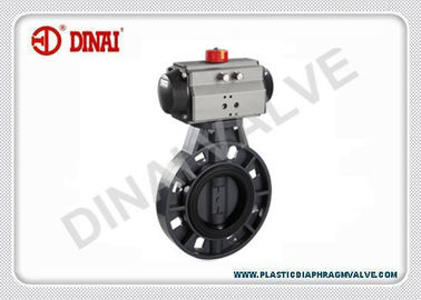 PVDF พลาสติกวาล์วผีเสื้อนิวเมติกอุปกรณ์ขับเคลื่อนการดำเนินงาน PN1.0Mpa JIS / DIN / ANSI