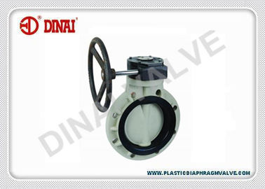 ป้องกันการกัดกร่อนวาล์วพลาสติกผีเสื้อสำหรับโรงงานคลอรีน UPVC, CPVC, PVDF, PP, PPH ประดิษฐ์