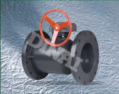 PPH / FRPP พลาสติกบอลวาล์วหนอนเกียร์หน้าแปลนเชื่อมต่อ 8 &quot;(D225mm) ~ 12&quot; (D315mm)