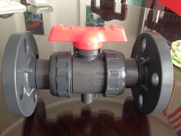 PN10 บาร์วาล์ว UPVC พลาสติกหน้าแปลนลูก 1/2 &quot;ถึง 12&quot; DIN, ANSI, JIS การดำเนินงานเฟืองตัวหนอน
