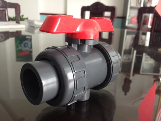 PN10 บาร์ PVDF พลาสติกวาล์วหน้าแปลนลูก 1/2 &quot;ถึง 12&quot; DIN, ANSI, JIS เฟืองตัวหนอน